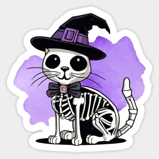 spooky but sweet Halloween skeleton cat Sticker